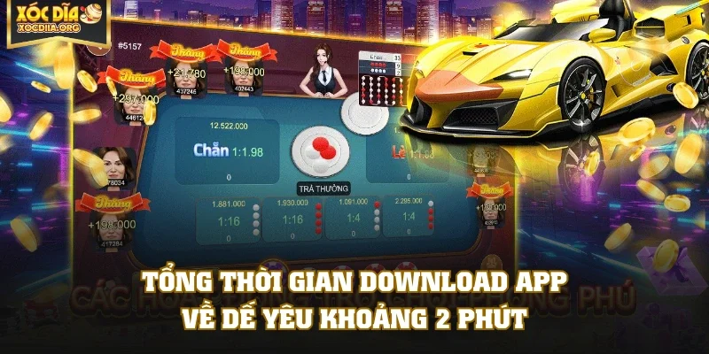 Tổng thời gian download app về dế yêu khoảng 2 phút